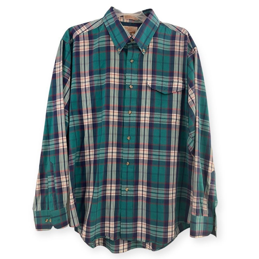 Vintage! The Fox Collection Mens Plaid Long‎ Sleeve Shirt Size XL
